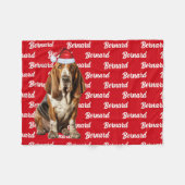 Cute Basset Hound Dog met Dog Kerstfeestdag Fleece Deken (Voorkant (Horizontaal))