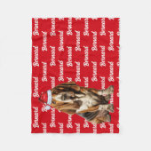 Cute Basset Hound Dog met Dog Kerstfeestdag Fleece Deken (Voorkant)