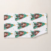 Cute Basset Hound Dog Pattern Christmas Handdoek (Handdoek)