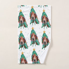 Cute Basset Hound Dog Pattern Christmas Handdoek