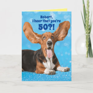 Cute Basset Hound Funny Custom Age Birthday Kaart