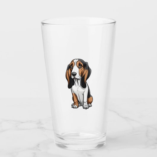Cute Basset Hound Glas (Voorkant)