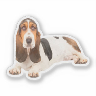 Cute Basset Hound Hondenras Vorm Sticker