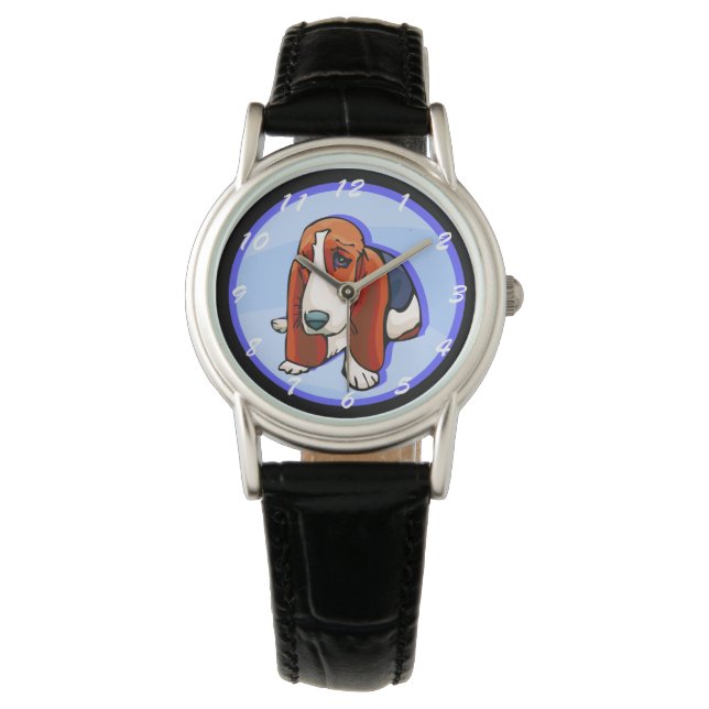 Cute Basset Hound Horloge (Voorkant)
