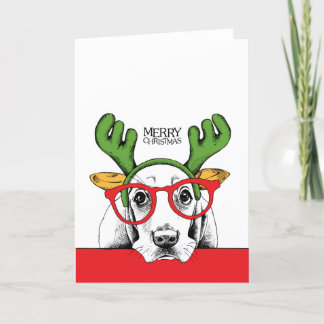 Cute Basset Hound-kerstkaart Bedankkaart