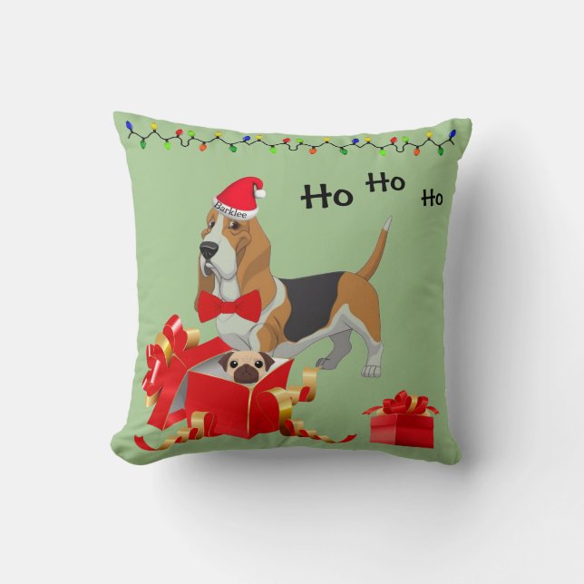 Cute Basset Hound Kerstmis Accent Pillow Kussen (Voorkant)