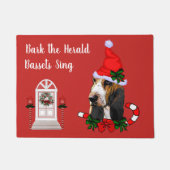 Cute Basset Hound Kerstmis Deurmat (Voorkant)