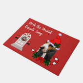 Cute Basset Hound Kerstmis Deurmat (Schuin)