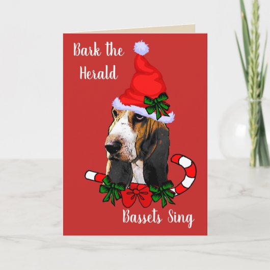 Cute Basset Hound Kerstmis Feestdagen Kaart (Voorkant)