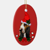 Cute Basset Hound Kerstmis Keramisch Ornament (Rechts)