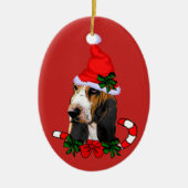 Cute Basset Hound Kerstmis Keramisch Ornament (Voorkant)