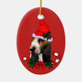 Cute Basset Hound Kerstmis Keramisch Ornament