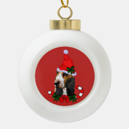Cute Basset Hound Kerstmis Keramische Bal Ornament