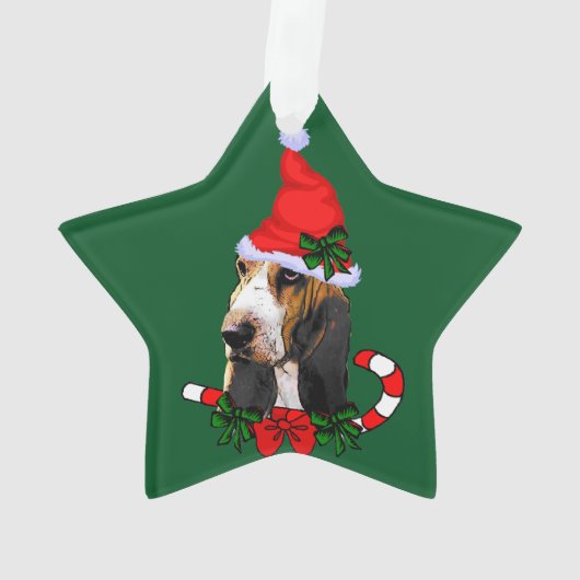 Cute Basset Hound Kerstmis Ornament (achterkant)