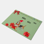 Cute Basset Hound Kerstmis Welkom Mat (Schuin)