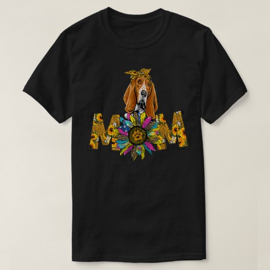 Cute Basset Hound Moeder Zonnebloem Hond Moeder Mo T-shirt (Design voorkant)