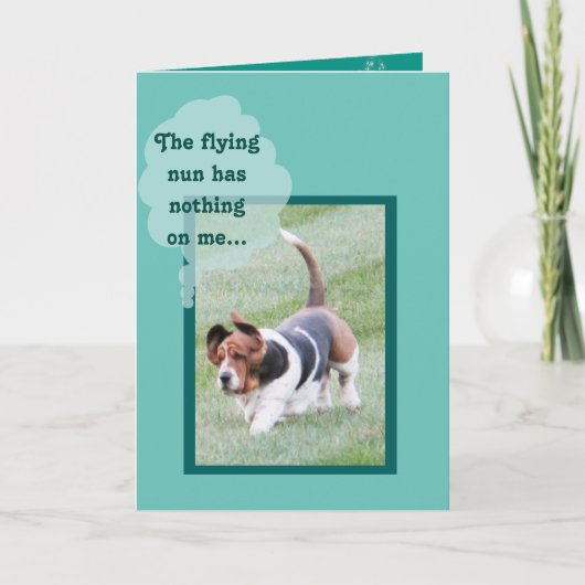 Cute Basset Hound op Funny Birthday Card Kaart (Voorkant)