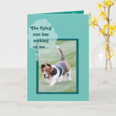 Cute Basset Hound op Funny Birthday Card Kaart (Gele Bloem)