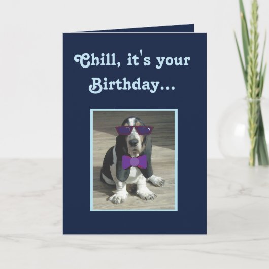 Cute Basset Hound op Funny Birthday Card Kaart (Voorkant)