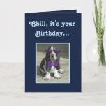 Cute Basset Hound op Funny Birthday Card Kaart<br><div class="desc">Funny Birthday Card w/Cute Basset Hound and Cupcake</div>