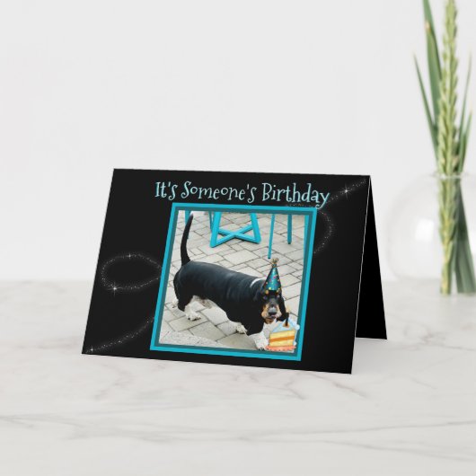 Cute Basset Hound op Funny Birthday Card Kaart (Voorkant)