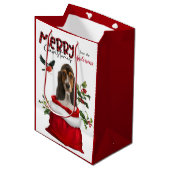 Cute Basset Hound Puppy Dog Kerstmis Medium Cadeauzakje (Voorkant Gekanteld)