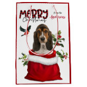 Cute Basset Hound Puppy Dog Kerstmis Medium Cadeauzakje (Voorkant)