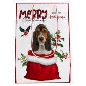 Cute Basset Hound Puppy Dog Kerstmis Medium Cadeauzakje (Achterkant)