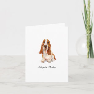 Cute Basset Hound waterverf gevouwen Hartelijk dan Bedankkaart