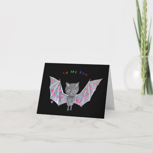 Cute Bat aan mijn Boo Love Valentijn Kaart (Voorkant)