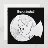 Cute Bat and Full Moon Halloween Kaart (Voorkant / Achterkant)