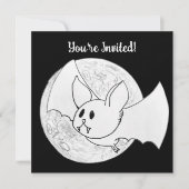 Cute Bat and Full Moon Halloween Kaart (Voorkant)