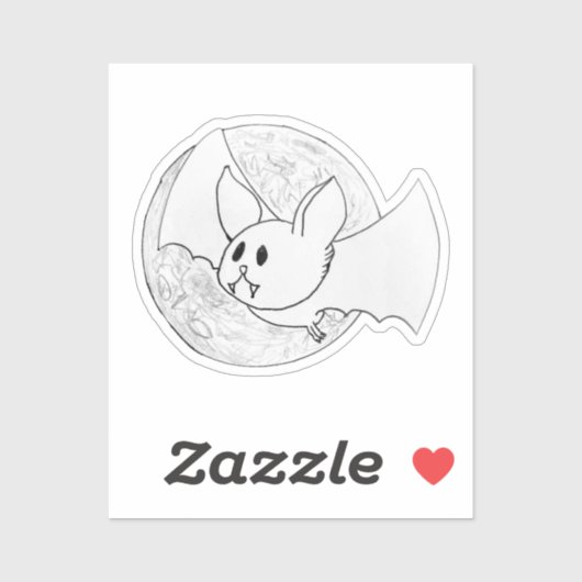 Cute Bat and Full Moon Halloween Sticker (Vel)