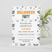 Cute Bat and Ghost Halloween Invitation. Kaart (Staand voorkant)