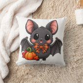 Cute Bat and Pumpkin Halloween Throw Pillow Kussen (Deken)