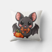 Cute Bat and Pumpkin Halloween Throw Pillow Kussen (Achterkant)