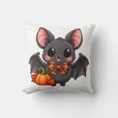 Cute Bat and Pumpkin Halloween Throw Pillow Kussen (Voorkant)