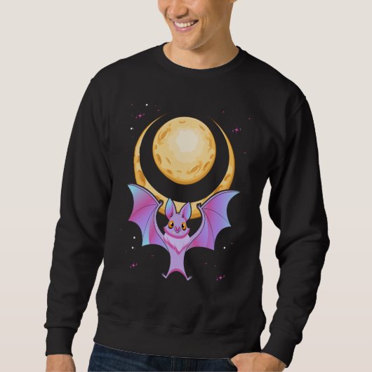 Cute Bat Crescent Pastel Gothic Moon Kawaii Trui (Voorkant)