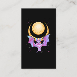 Cute Bat Crescent Pastel Gothic Moon Kawaii Visitekaartje