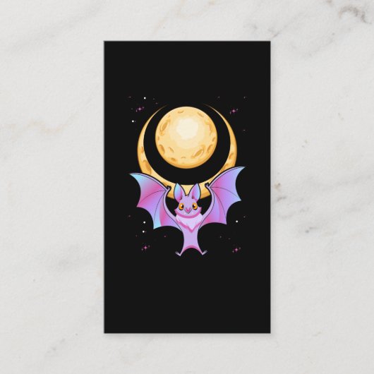 Cute Bat Crescent Pastel Gothic Moon Kawaii Visitekaartje (Voorkant)