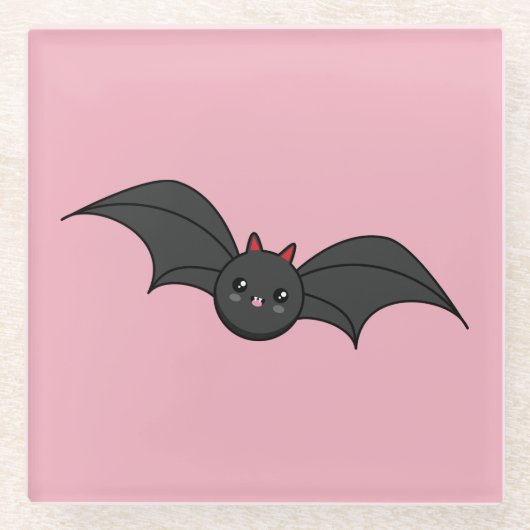 Cute Bat Glazen Onderzetter (Voorkant)