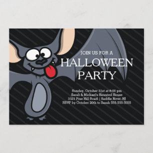 Cute Bat Halloween Party Invitation Kaart