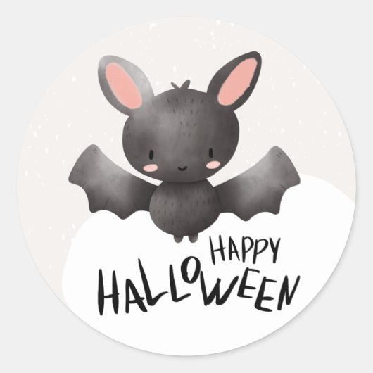 Cute Bat Halloween Ronde Sticker (Voorkant)