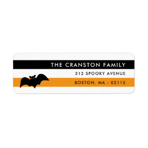 Cute Bat Halloween Stripes Etiket