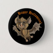 Cute Bat met Fangs Happy Halloween Ronde Button 5,7 Cm (Voorkant)