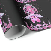 Cute Bat Skull Pastel Gothic Skeleton Kawaii Cadeaupapier (Rol Hoek)