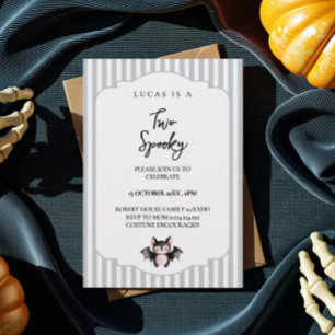 Cute Bat Twee enge 2de verjaardagsuitnodiging RSVP Kaartje