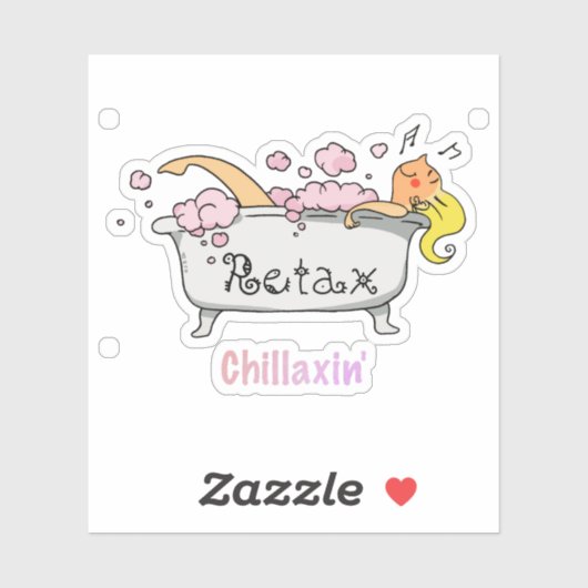 Cute Bathtub Cartoon - Chillaxin’ Relaxation Sticker (Vel)