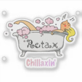 Cute Bathtub Cartoon - Chillaxin’ Relaxation Sticker (Voorkant)