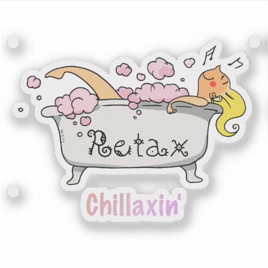 Cute Bathtub Cartoon - Chillaxin’ Relaxation Sticker (Voorkant)